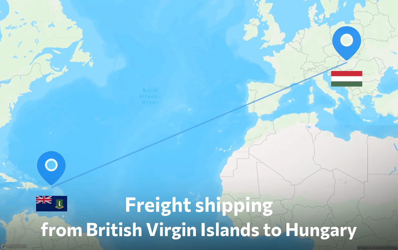 Shipping route from British Virgin Islands to Hungary