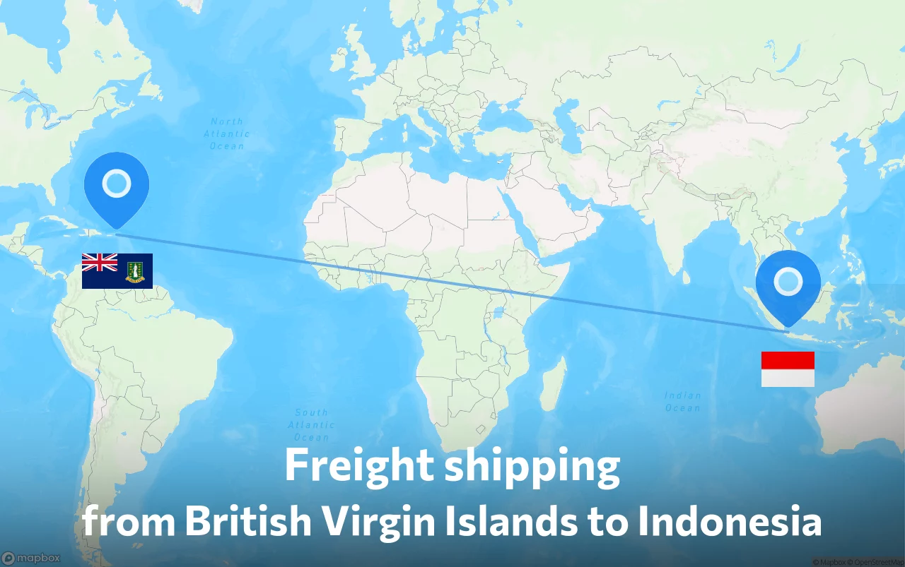 Shipping route from British Virgin Islands to Indonesia
