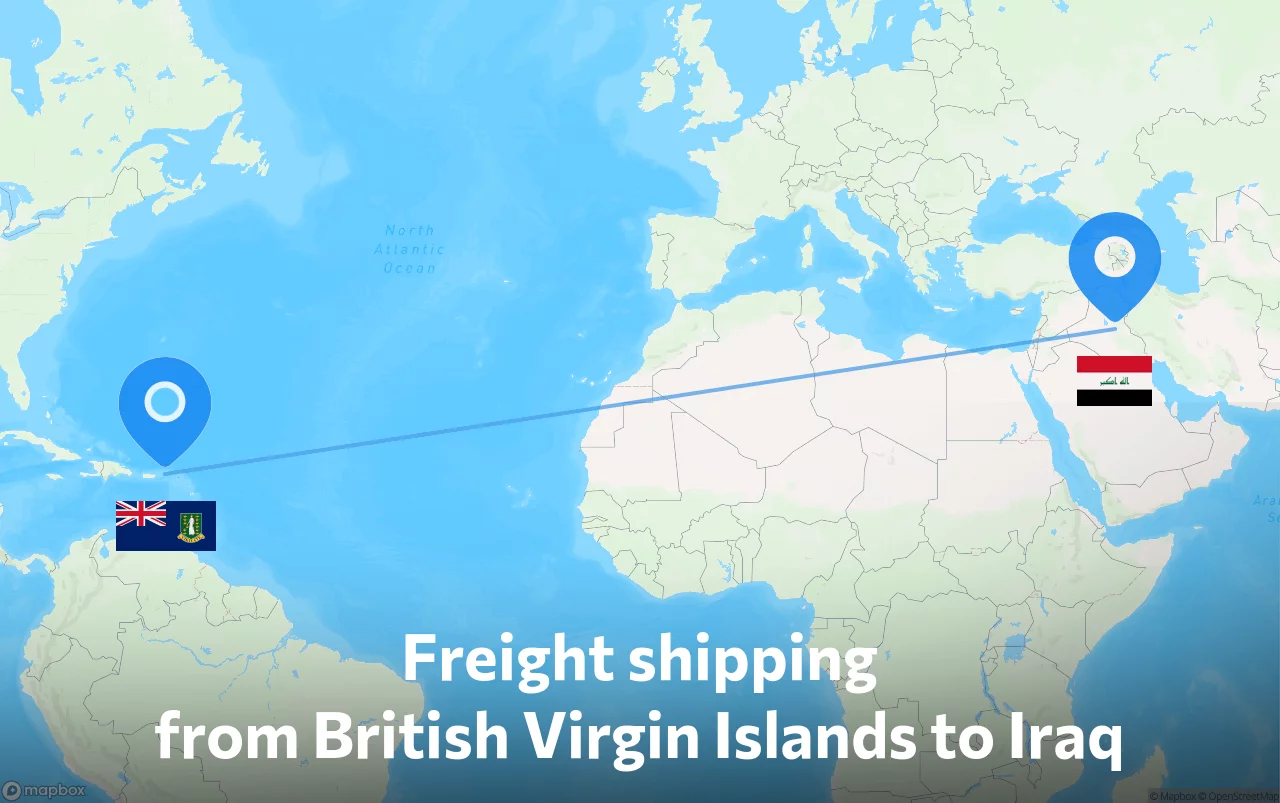 Shipping route from British Virgin Islands to Iraq