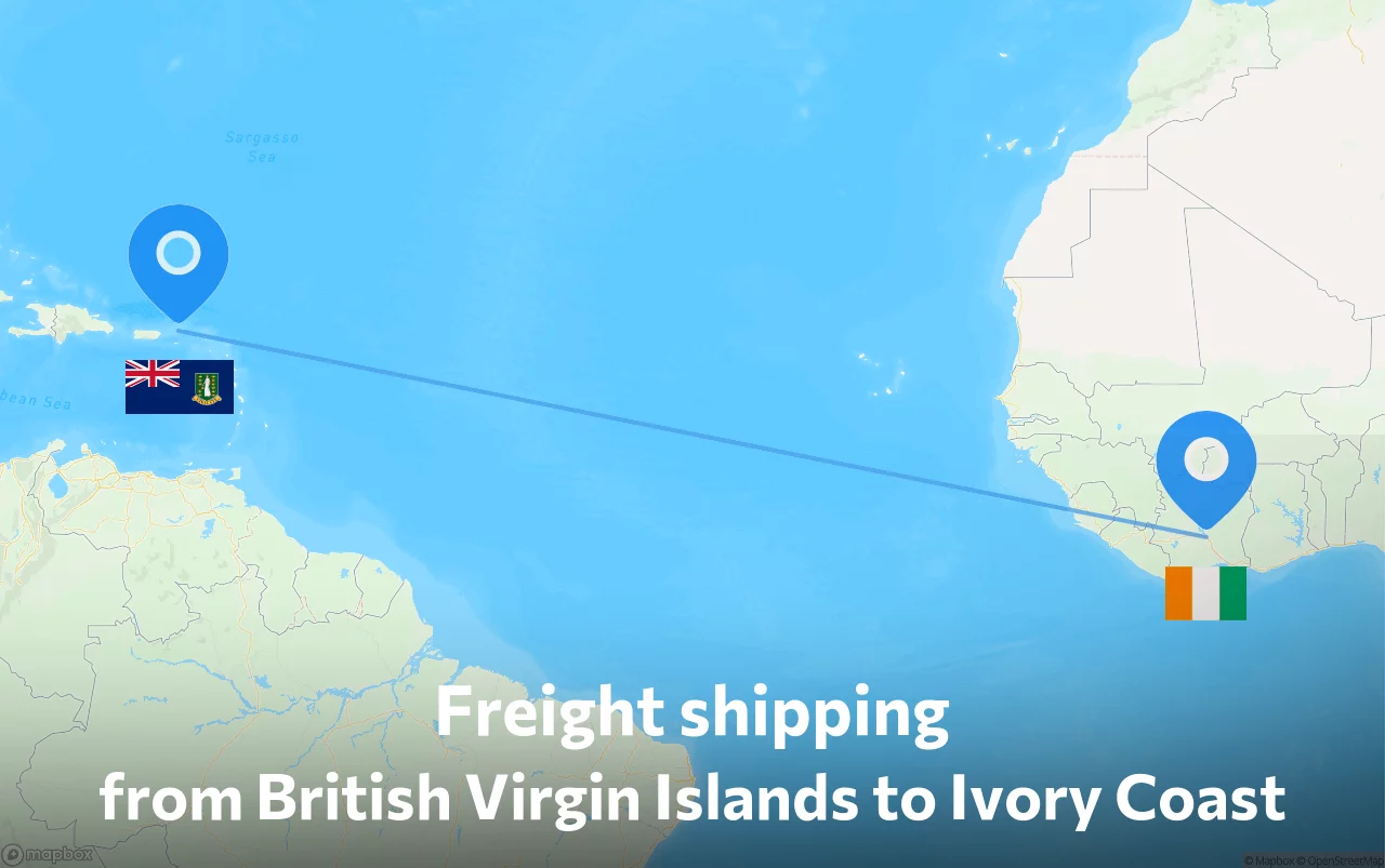 Shipping route from British Virgin Islands to Ivory Coast