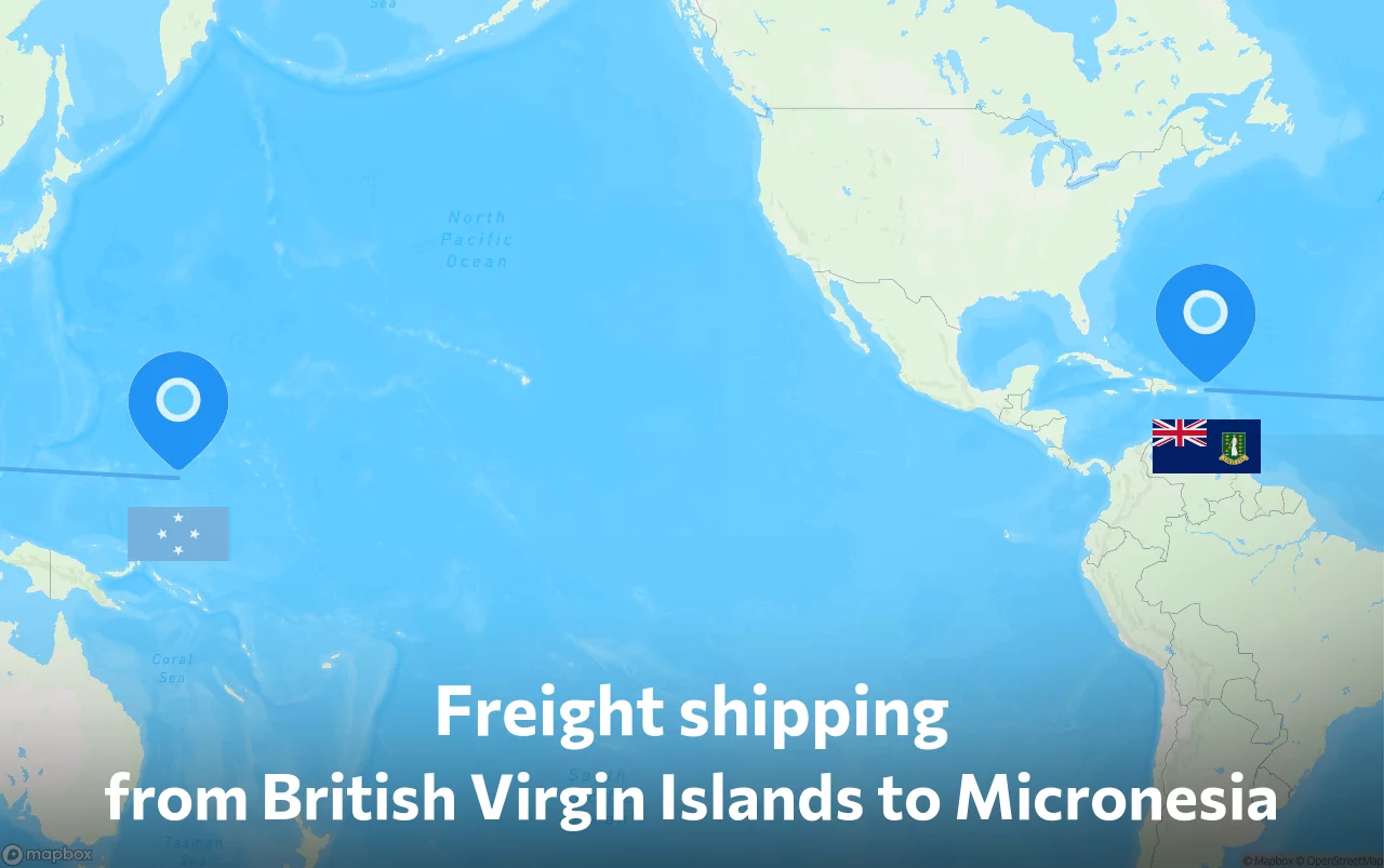 Shipping route from British Virgin Islands to Micronesia