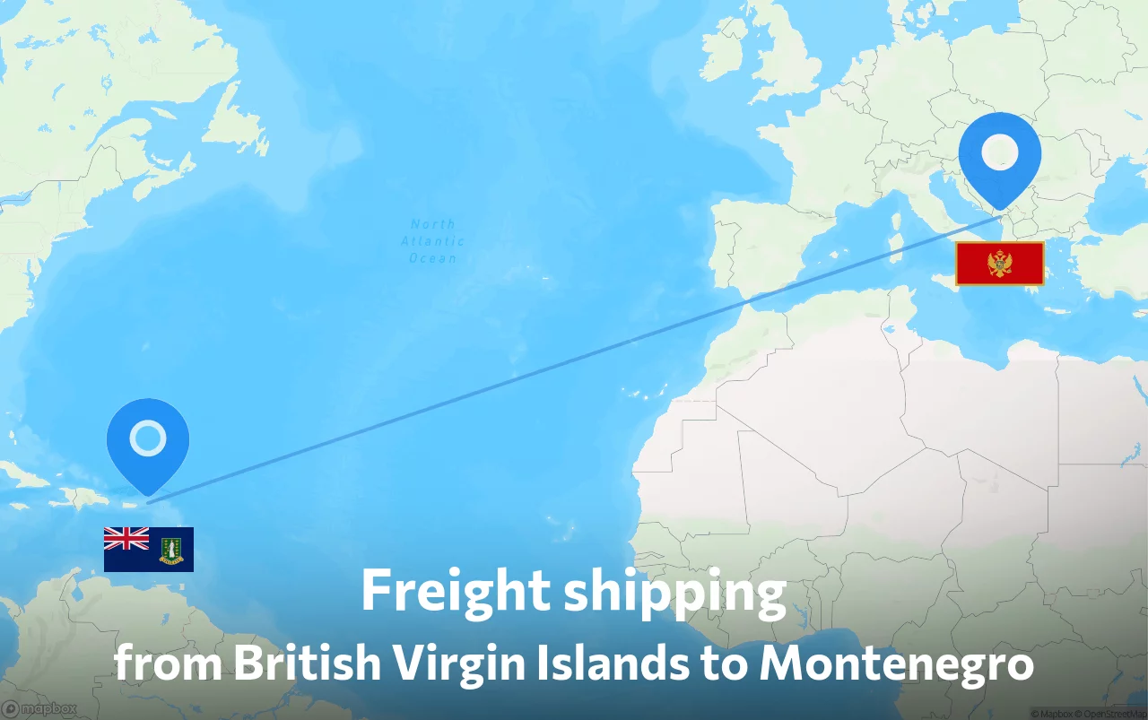 Shipping route from British Virgin Islands to Montenegro