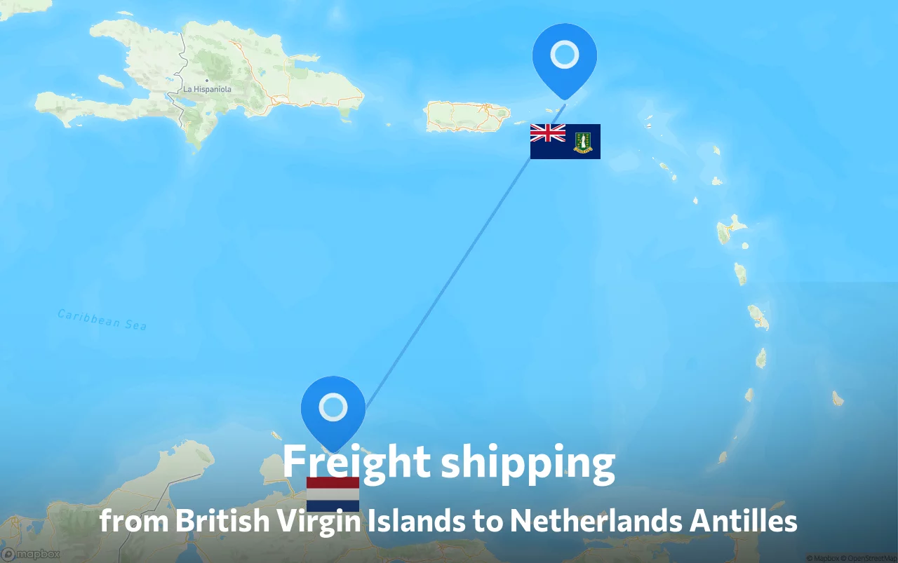 Shipping route from British Virgin Islands to Netherlands Antilles