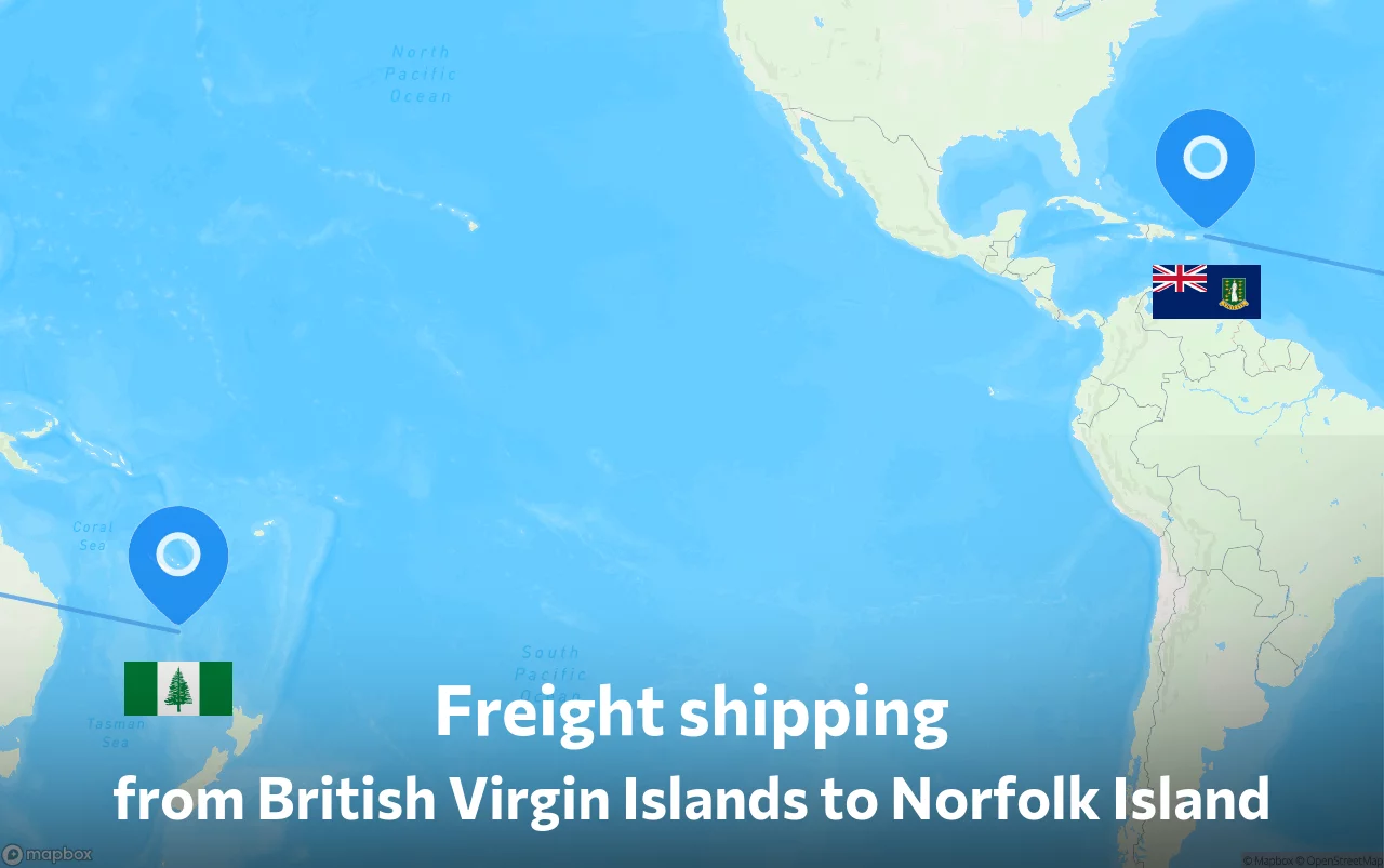 Shipping route from British Virgin Islands to Norfolk Island