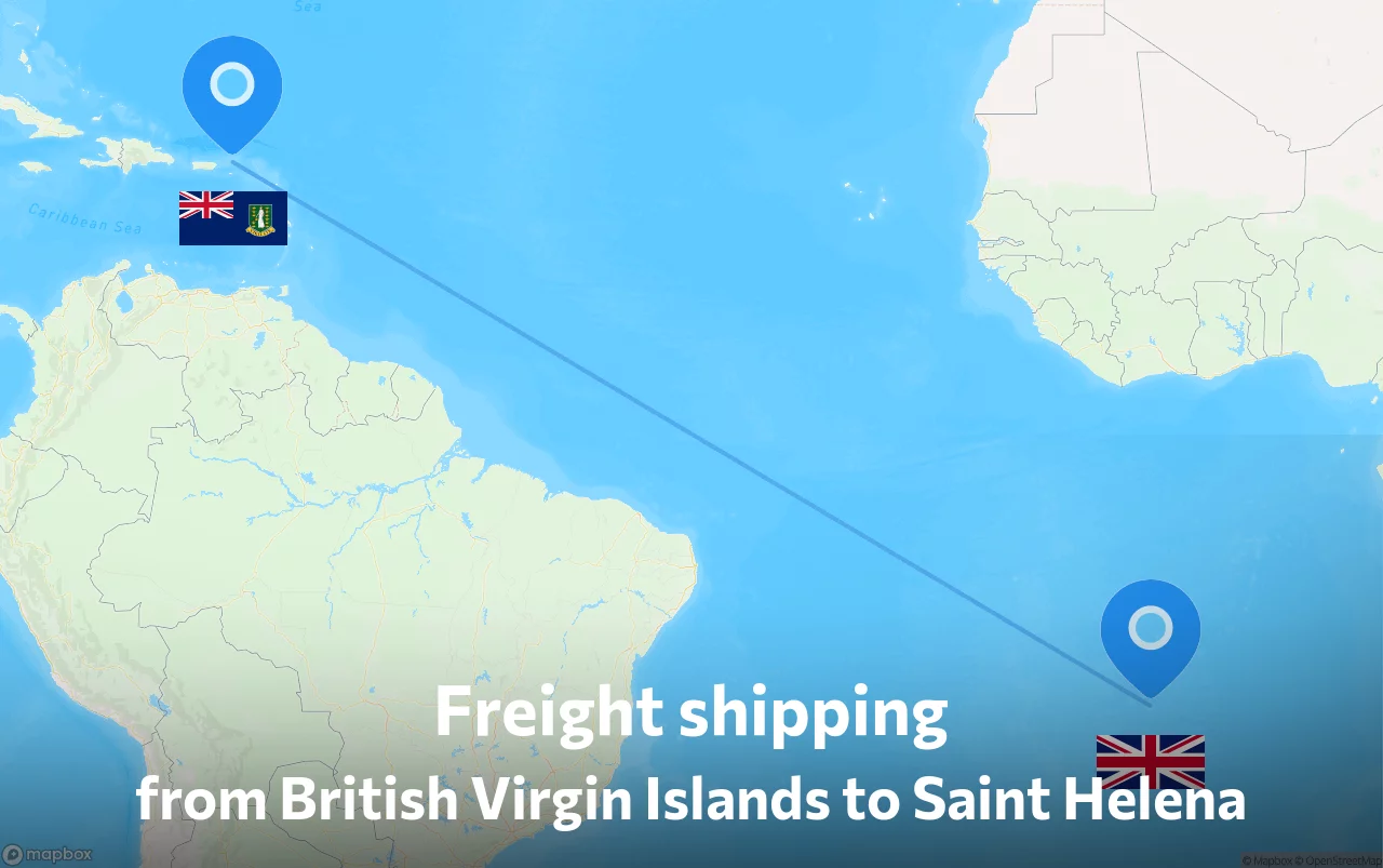 Shipping route from British Virgin Islands to Saint Helena