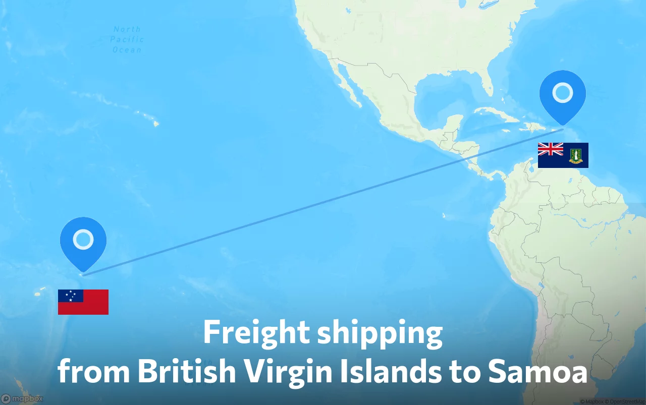 Shipping route from British Virgin Islands to Samoa