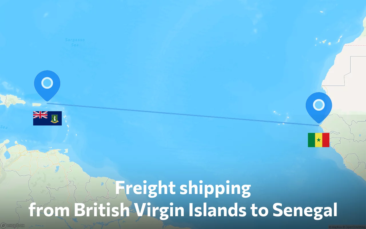 Shipping route from British Virgin Islands to Senegal
