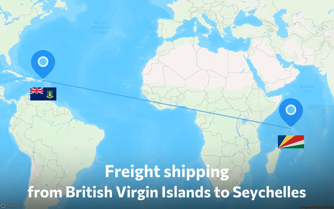Shipping route from British Virgin Islands to Seychelles