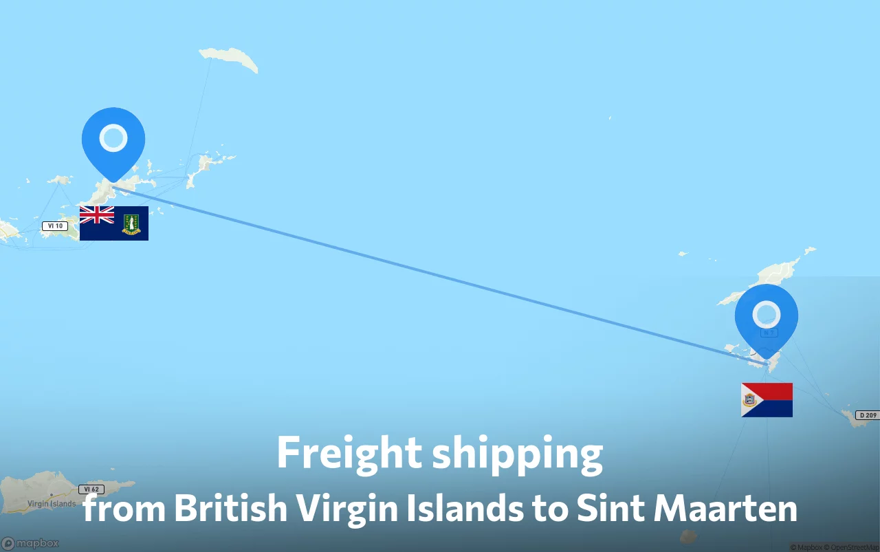 Shipping route from British Virgin Islands to Sint Maarten