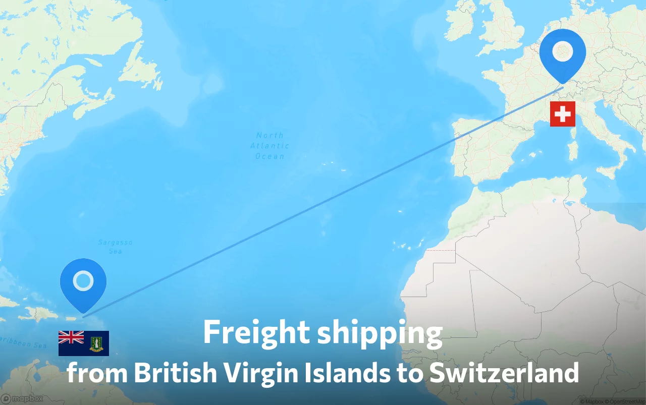 Shipping route from British Virgin Islands to Switzerland