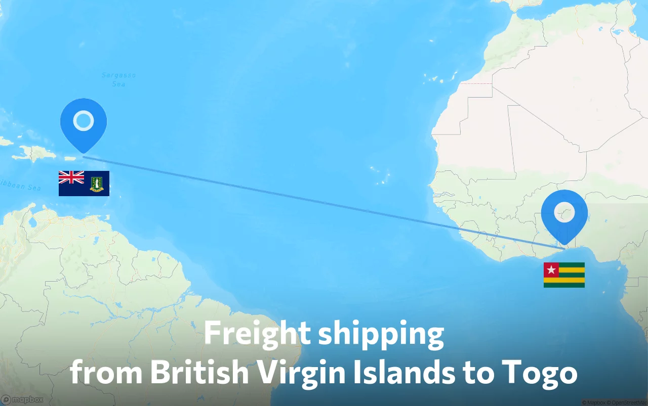 Shipping route from British Virgin Islands to Togo