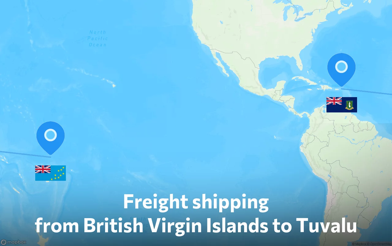 Shipping route from British Virgin Islands to Tuvalu