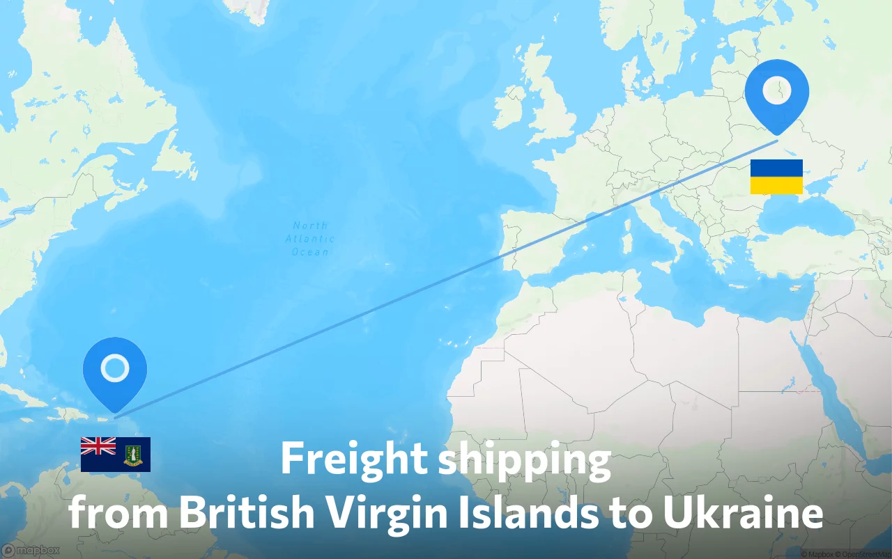 Shipping route from British Virgin Islands to Ukraine