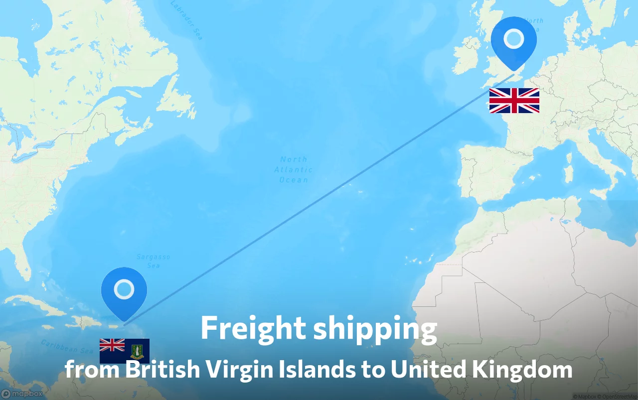 Shipping route from British Virgin Islands to United Kingdom