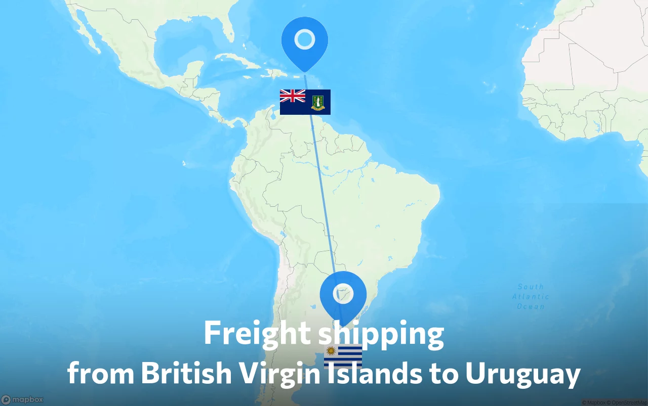 Shipping route from British Virgin Islands to Uruguay