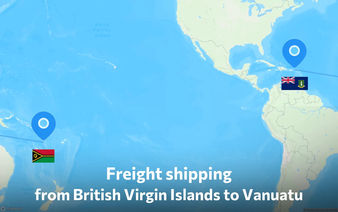 Shipping route from British Virgin Islands to Vanuatu