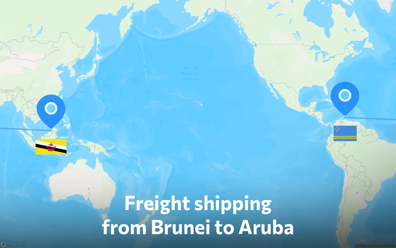 Shipping route from Brunei to Aruba