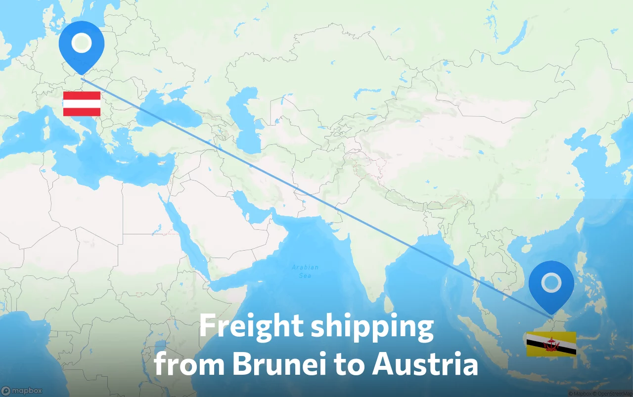 Shipping route from Brunei to Austria