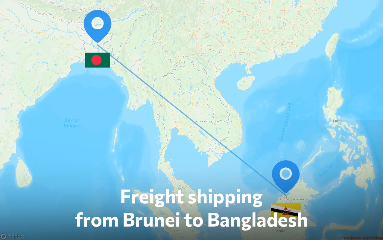Shipping route from Brunei to Bangladesh