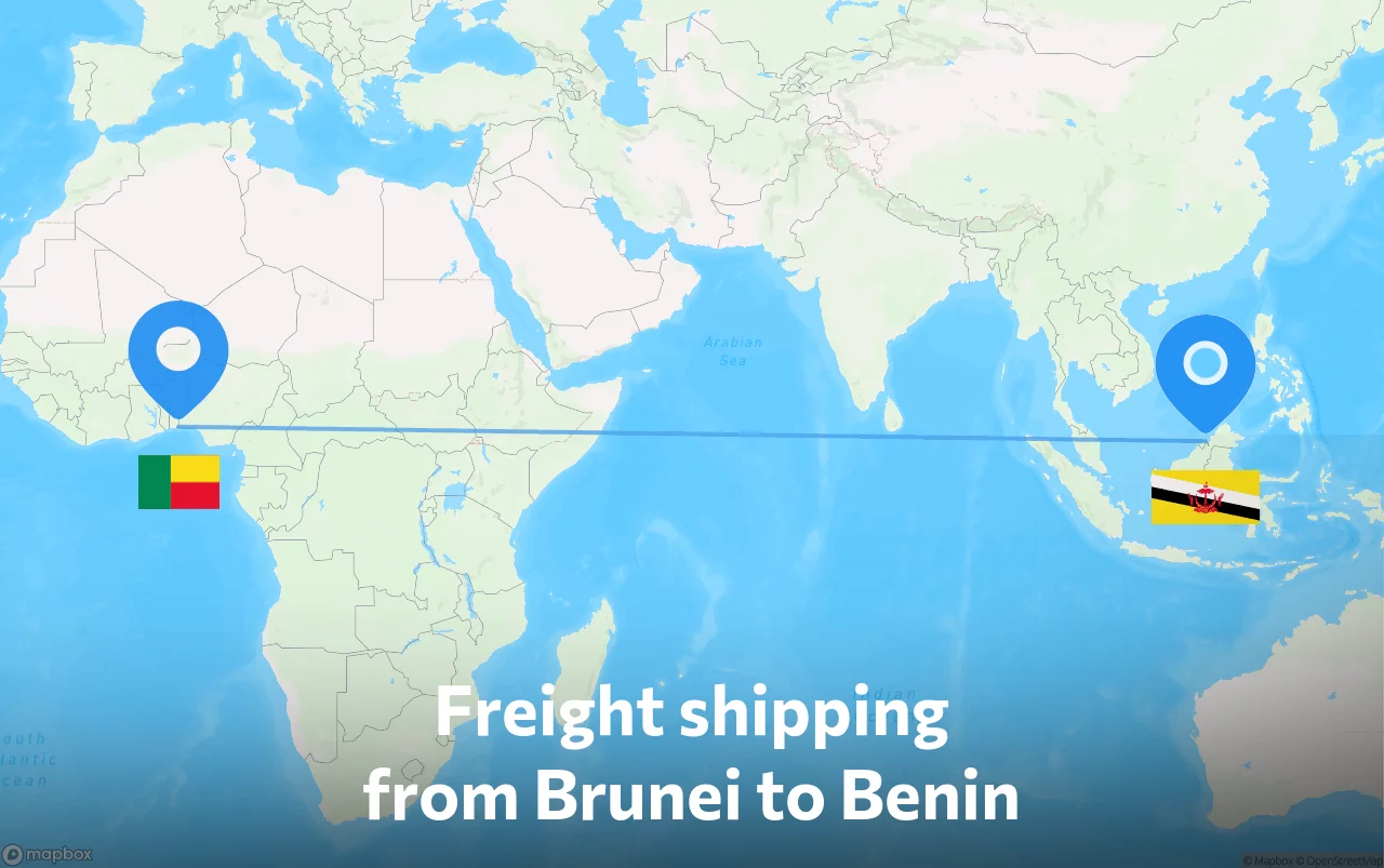 Shipping route from Brunei to Benin