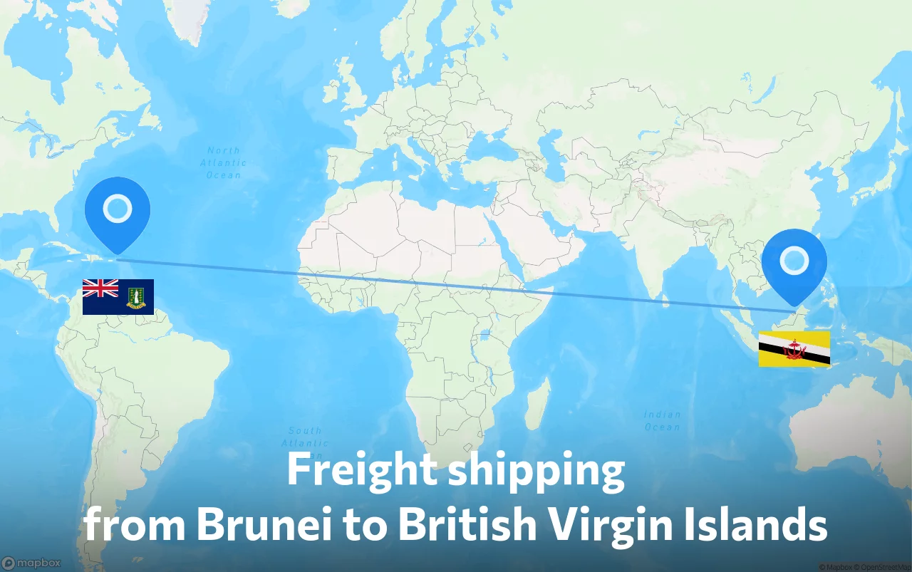 Shipping route from Brunei to British Virgin Islands