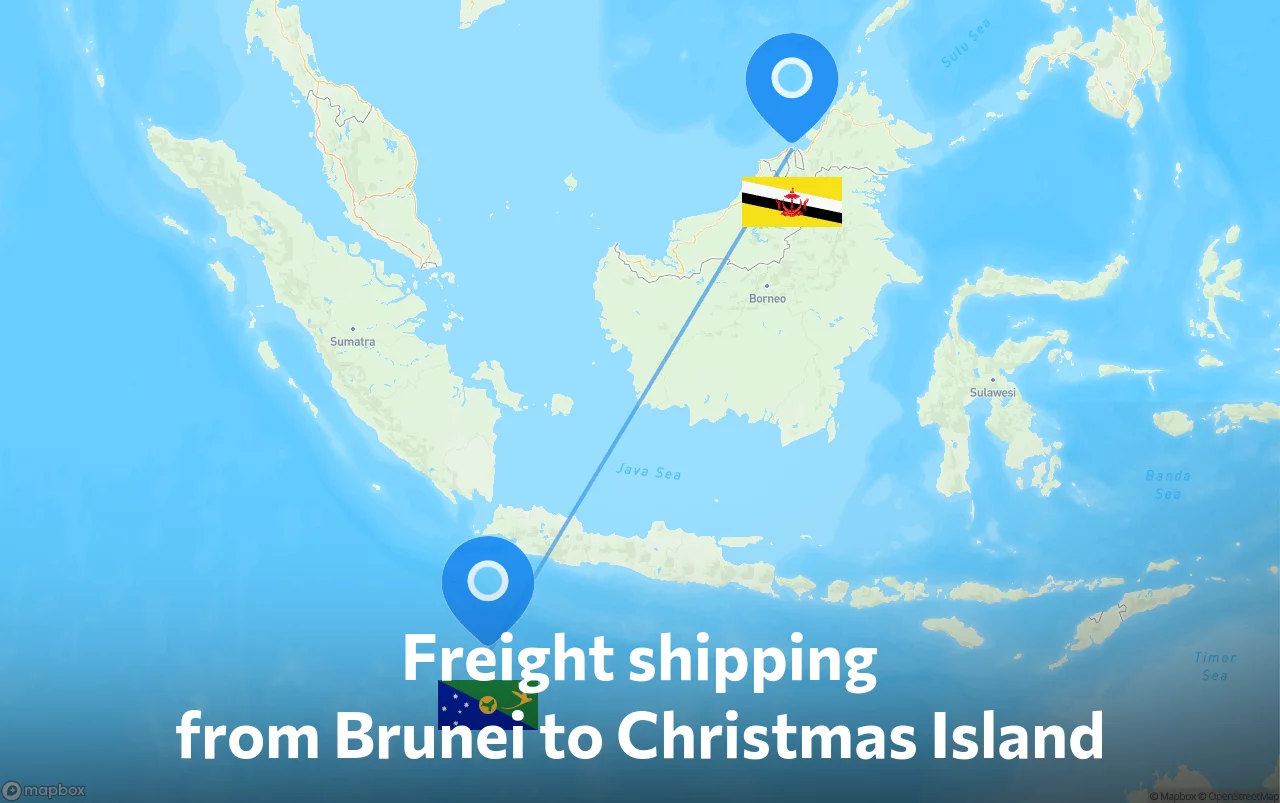 Shipping route from Brunei to Christmas Island