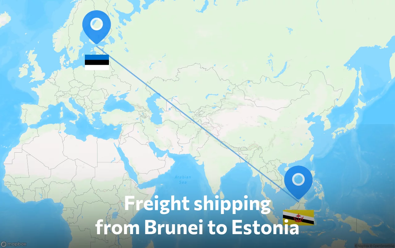 Shipping route from Brunei to Estonia