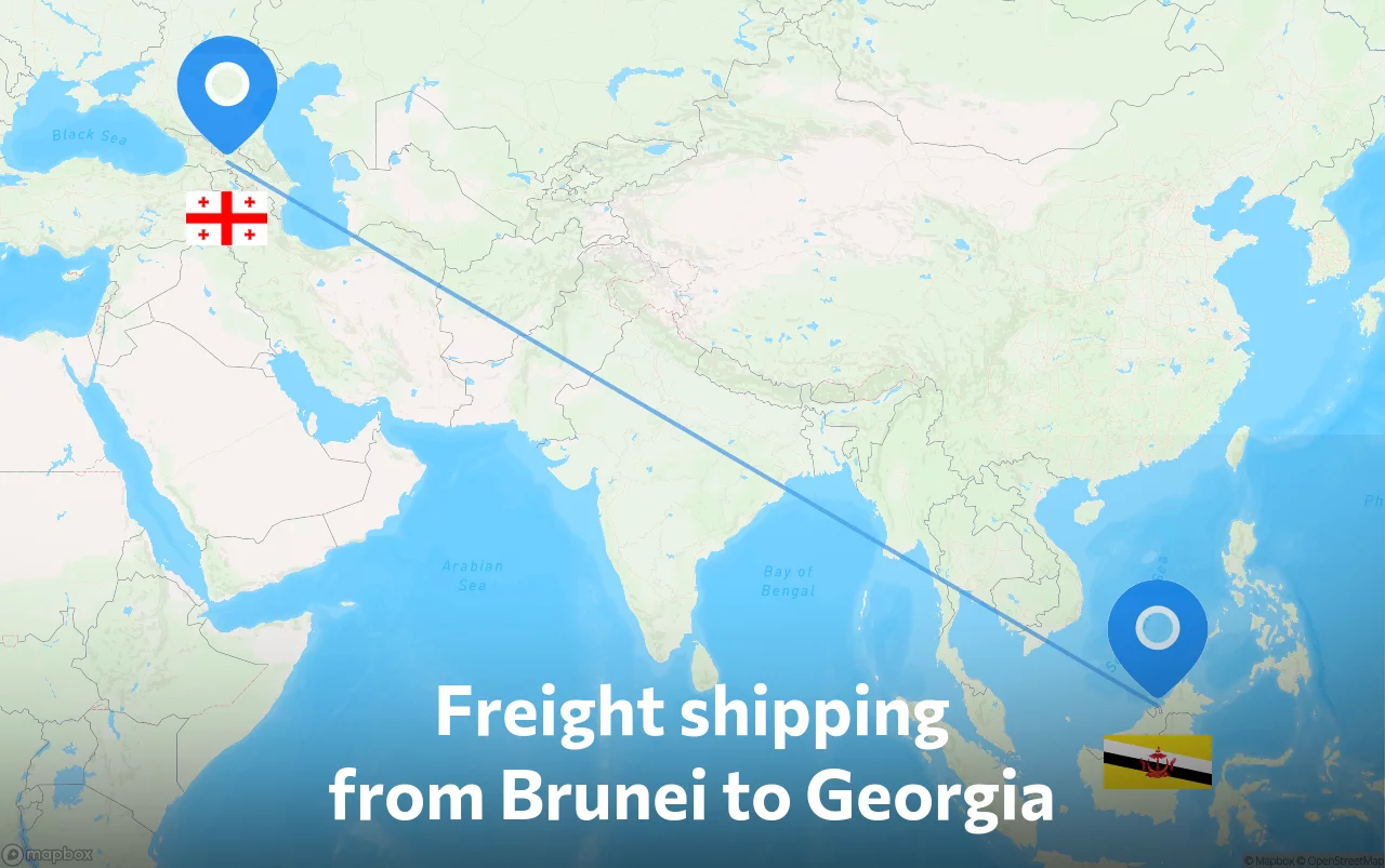 Shipping route from Brunei to Georgia
