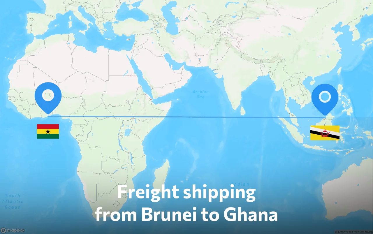 Shipping route from Brunei to Ghana