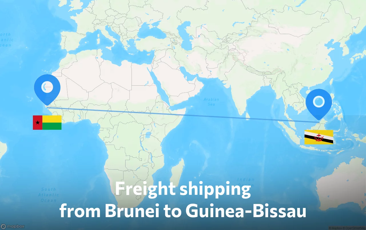 Shipping route from Brunei to Guinea-Bissau