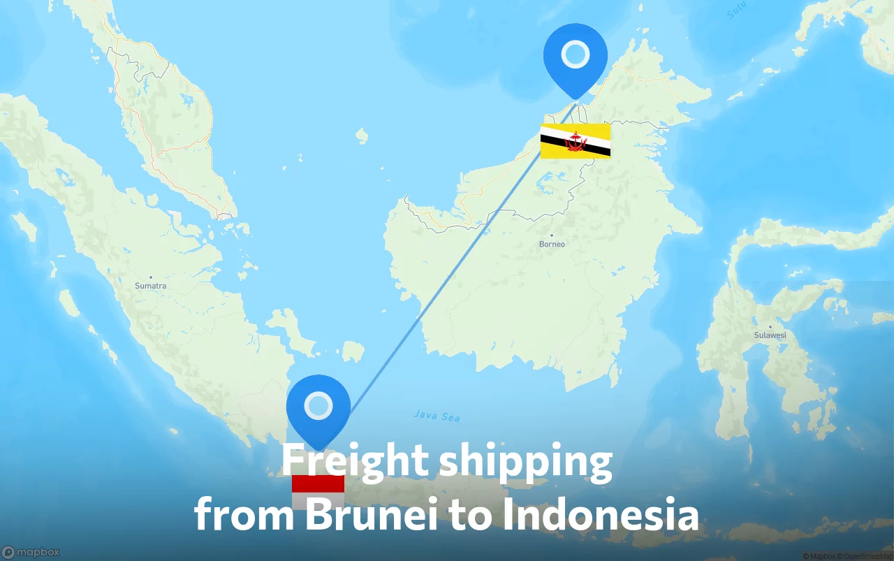 Shipping route from Brunei to Indonesia