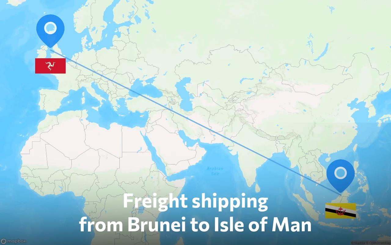 Shipping route from Brunei to Isle of Man