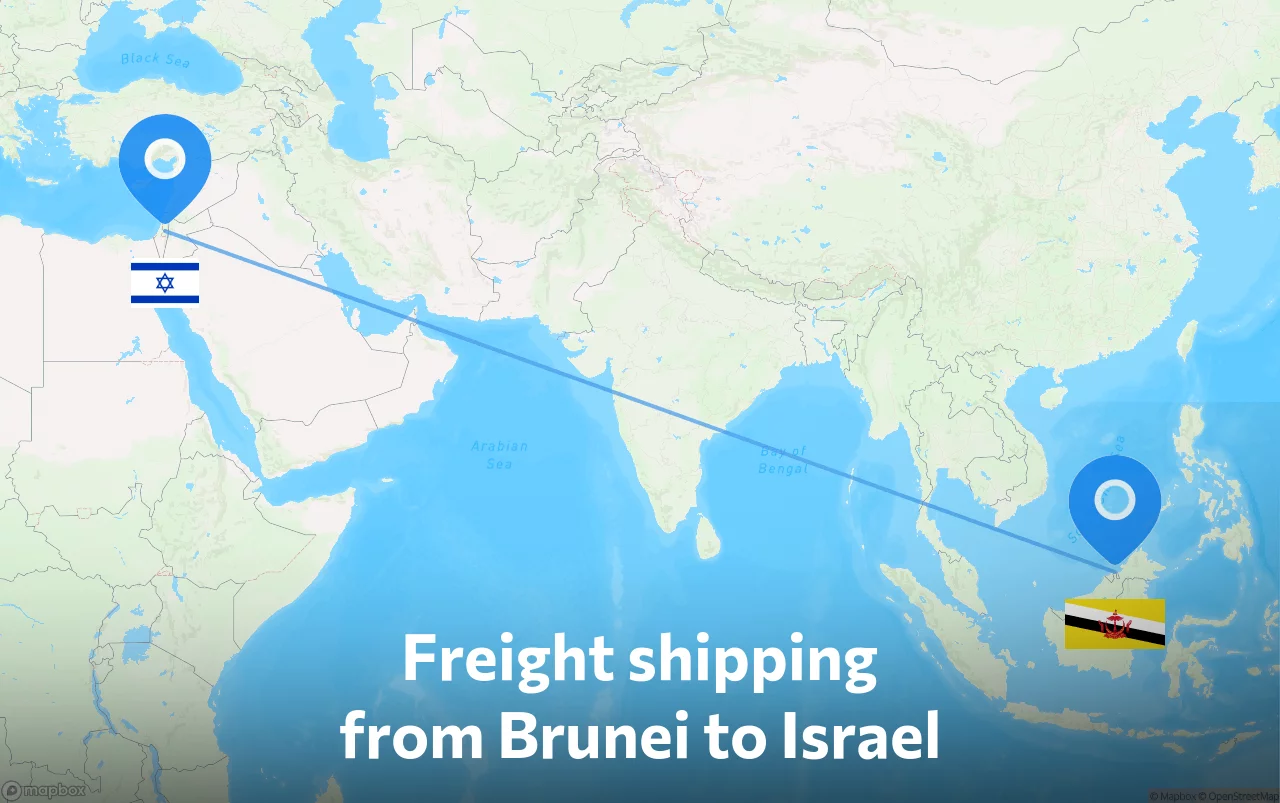 Shipping route from Brunei to Israel