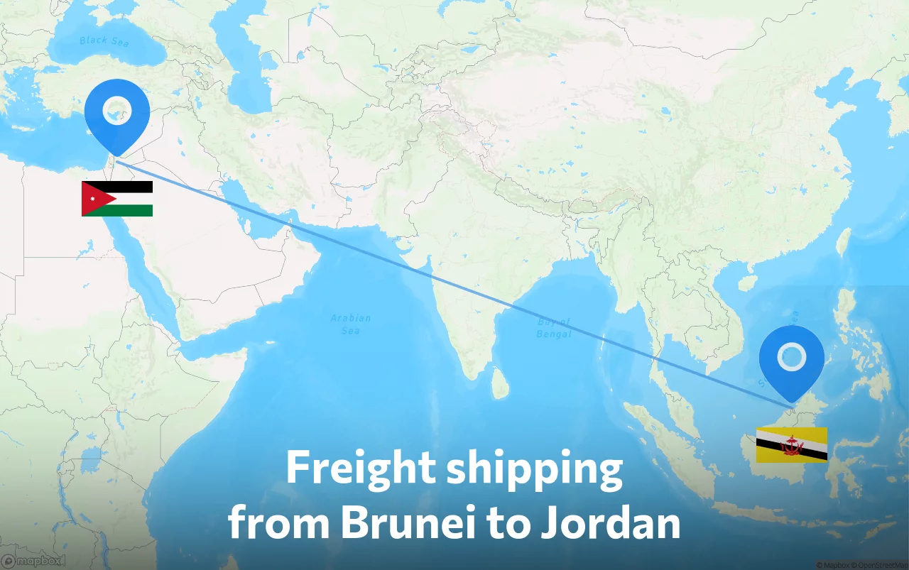 Shipping route from Brunei to Jordan