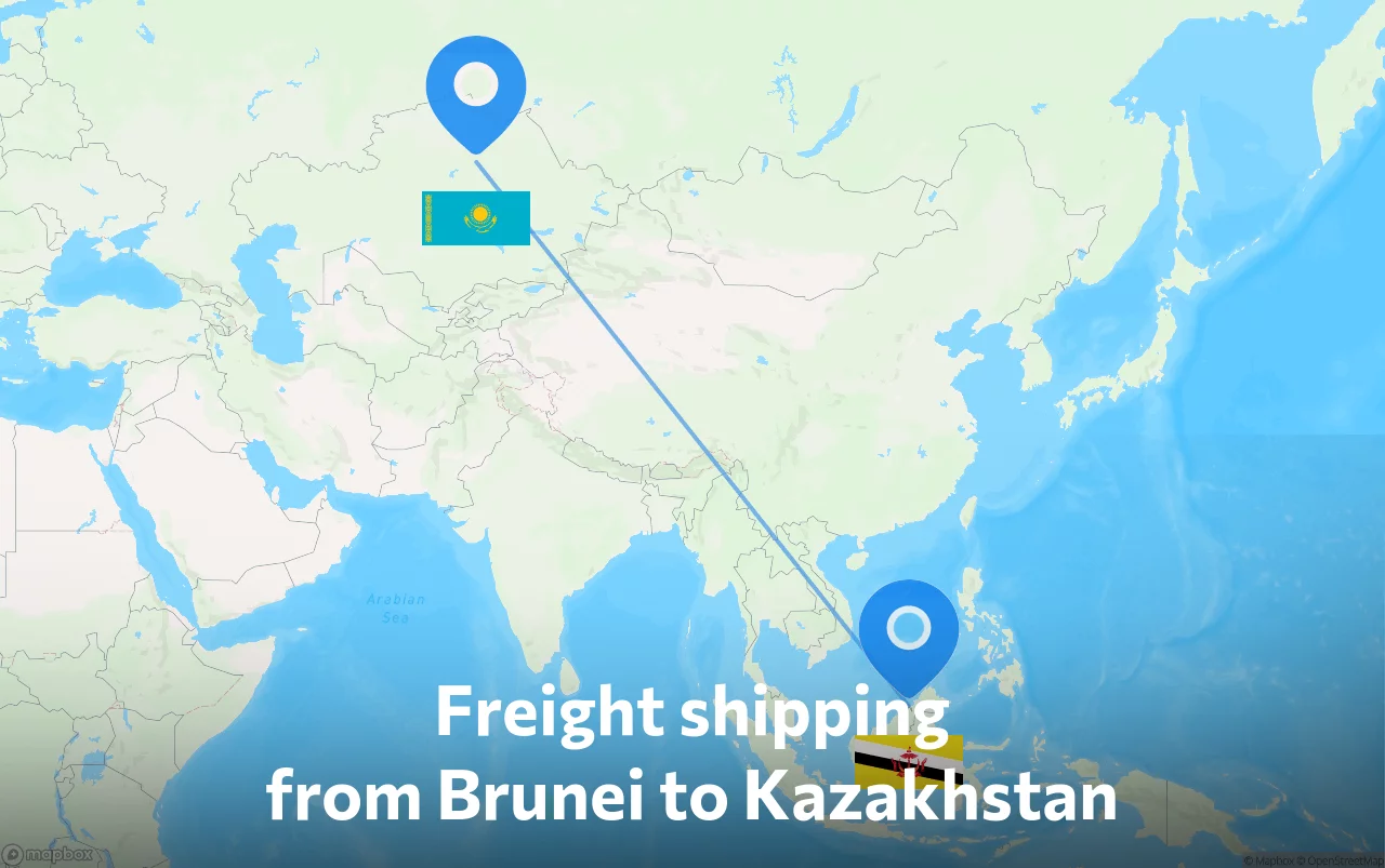 Shipping route from Brunei to Kazakhstan