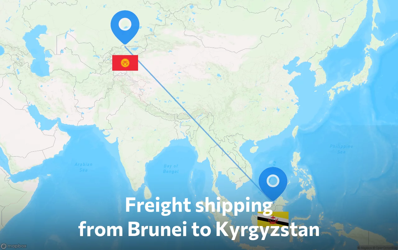 Shipping route from Brunei to Kyrgyzstan