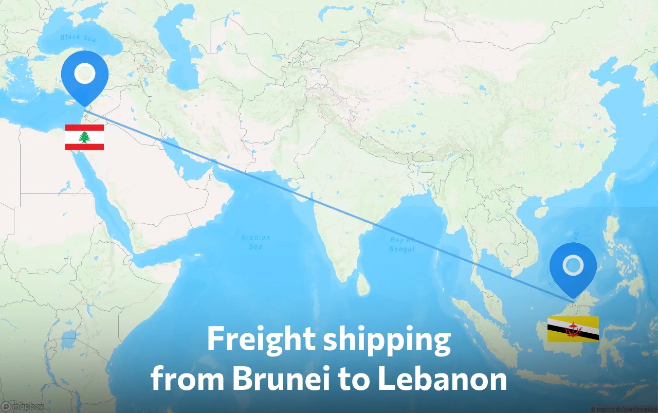 Shipping route from Brunei to Lebanon