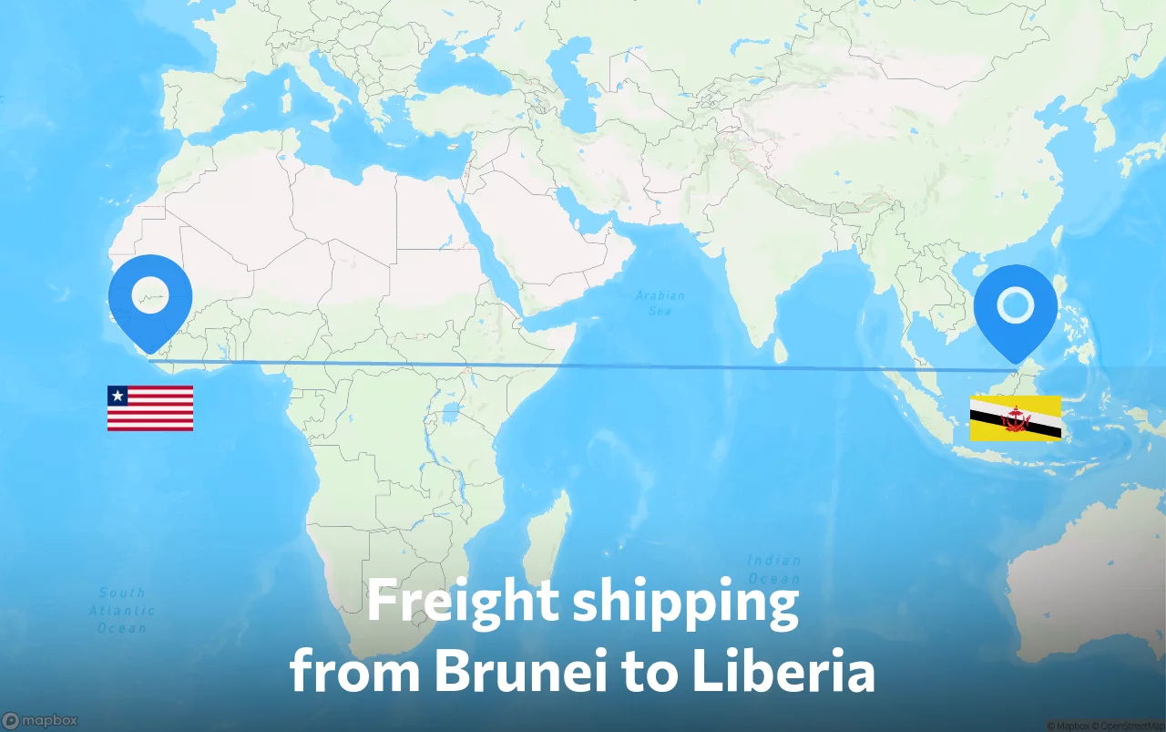 Shipping route from Brunei to Liberia