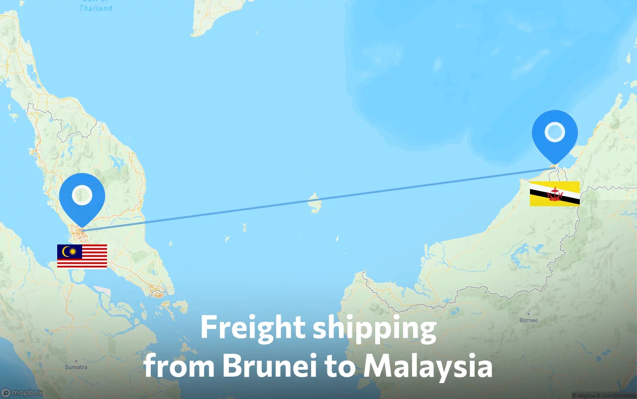 Shipping route from Brunei to Malaysia