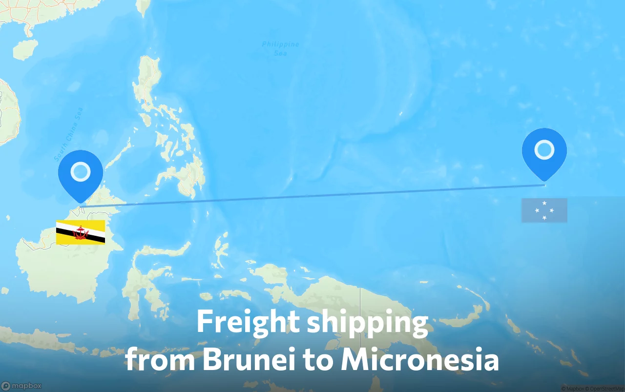 Shipping route from Brunei to Micronesia