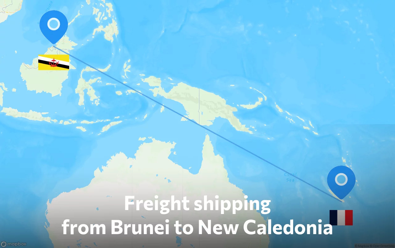 Shipping route from Brunei to New Caledonia