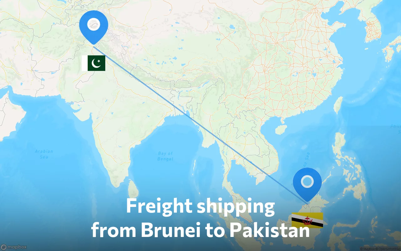 Shipping route from Brunei to Pakistan