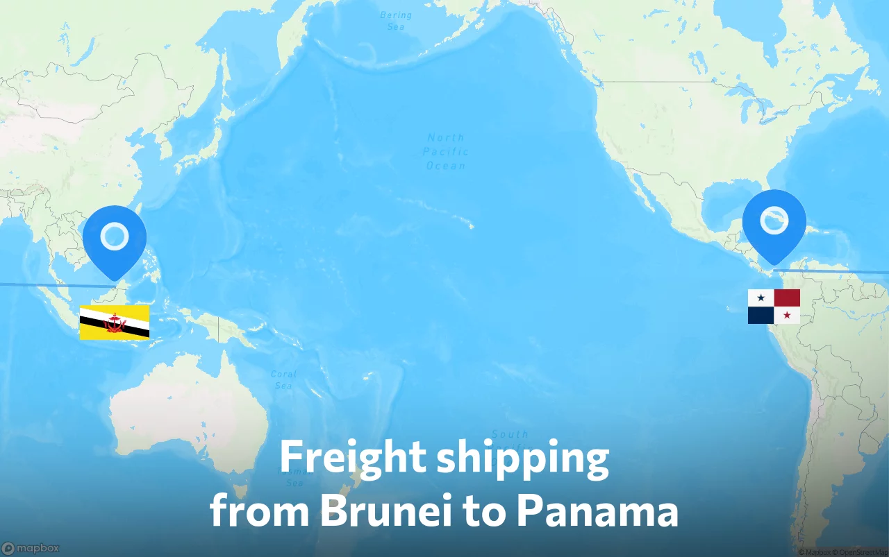 Shipping route from Brunei to Panama
