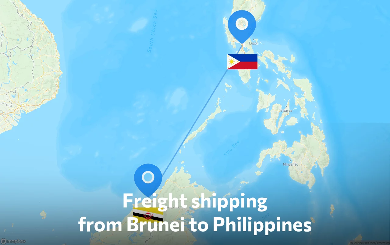 Shipping route from Brunei to Philippines