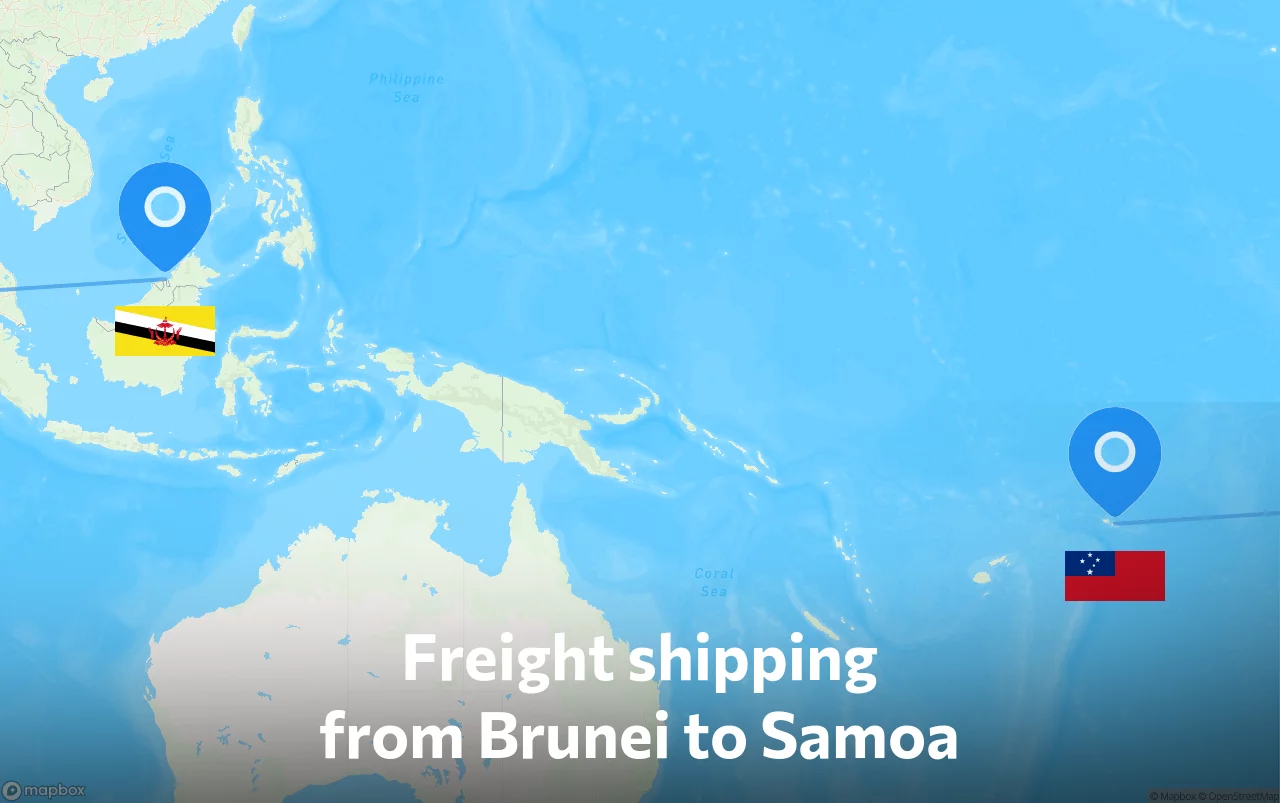 Shipping route from Brunei to Samoa