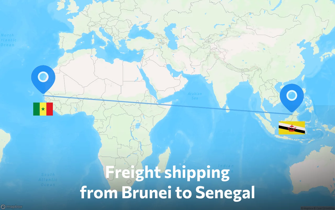 Shipping route from Brunei to Senegal