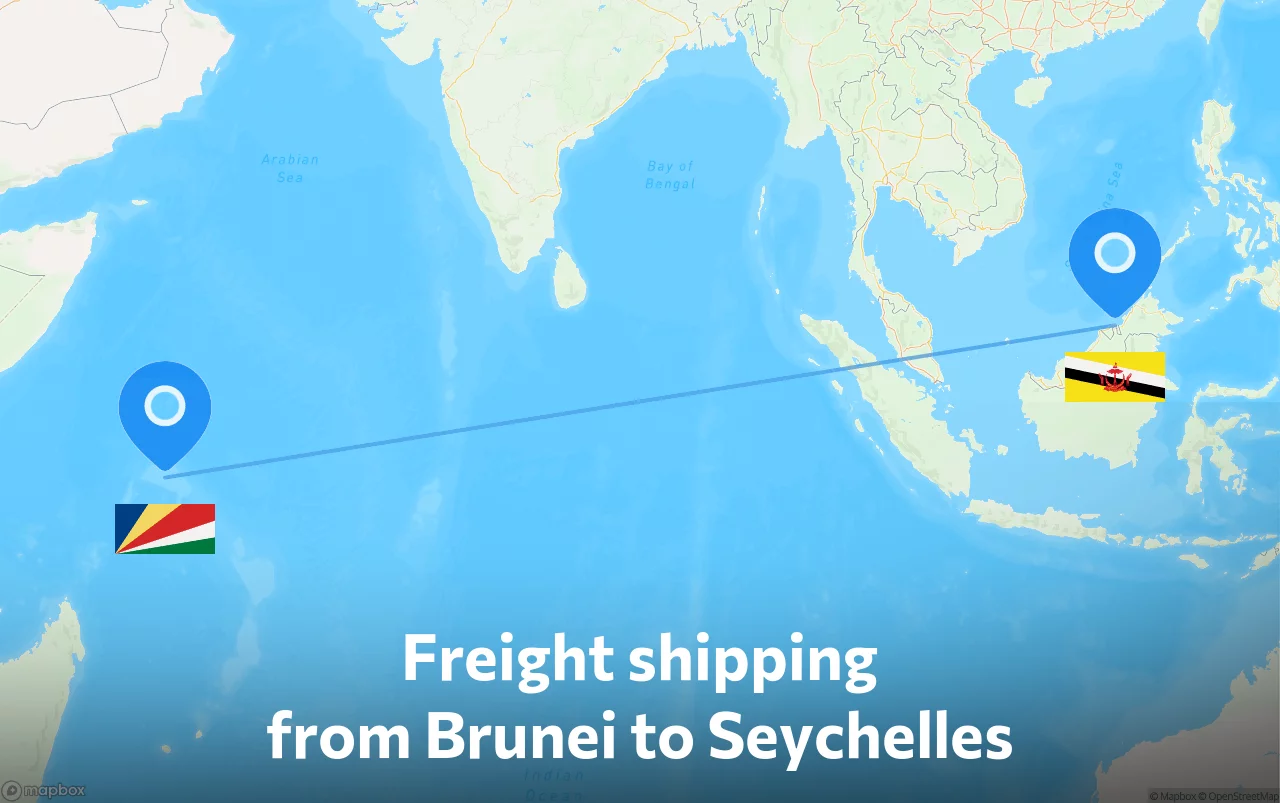 Shipping route from Brunei to Seychelles