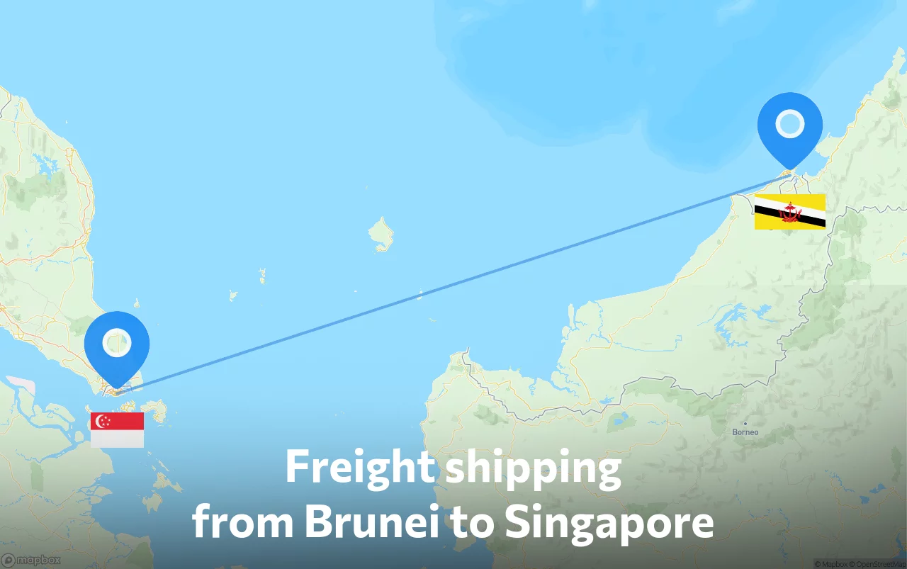 Shipping route from Brunei to Singapore