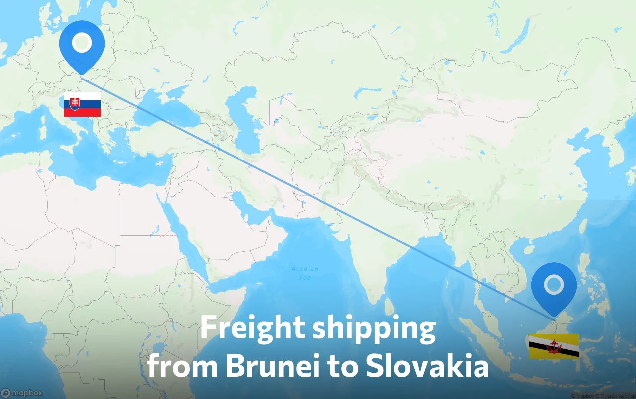 Shipping route from Brunei to Slovakia