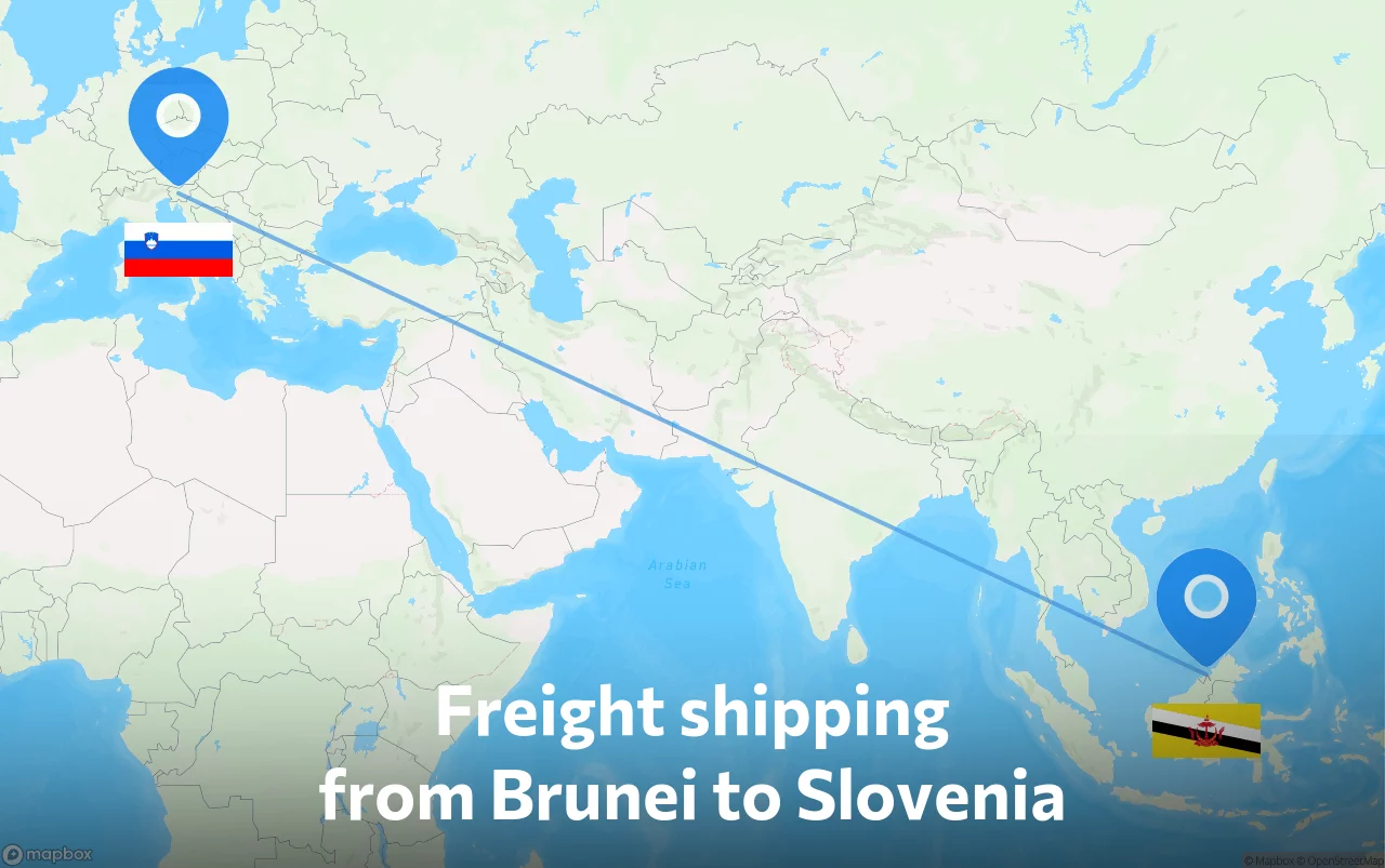Shipping route from Brunei to Slovenia
